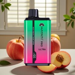Hayati Pro Ultra 15000 Puffs 850mAh 2×12ml 2% Sur Æble Juicy Peach